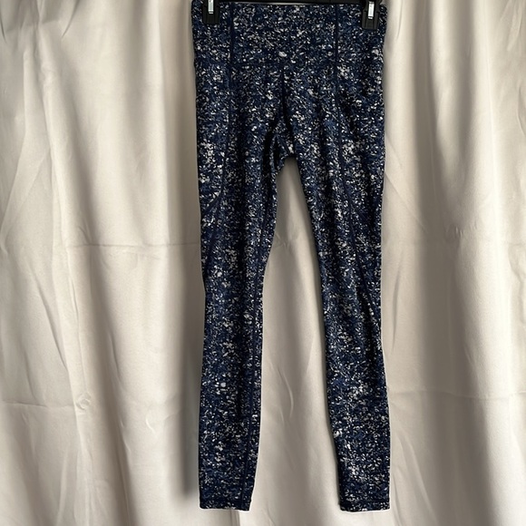 Athleta Salutation Stash Pocket Tight Leggings Women Tan Blue Navy Size XS - Picture 2 of 5